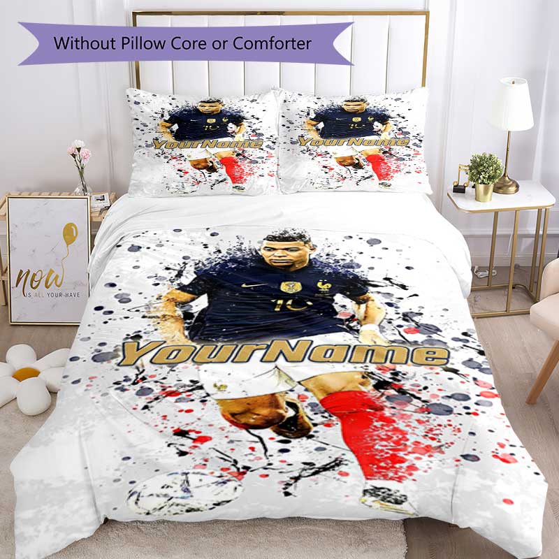 Mbappe 50 Customize your name Bedding Set Breathable Duvet Cover with Pillowcases Home Decoration Birthday Gift