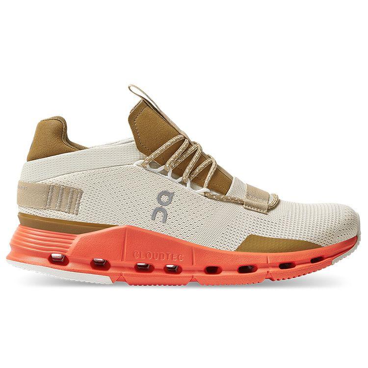 On Cloudnova All-Weather Lightweight Comfortable Shock Absorbing Breathable Low-Top Running Shoes Women Sneaker Pearl-White Orange-Red 26.99178
