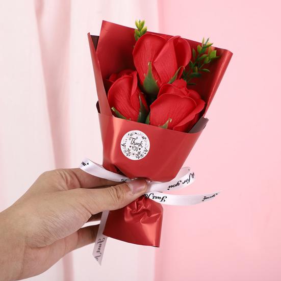 3 Heads Artificial Rose Bouquet Mini Scented Soap Flower Bouquet for Women Mom Wife Valentine's Day Anniversary Wedding Mother's Day Birthday Gift