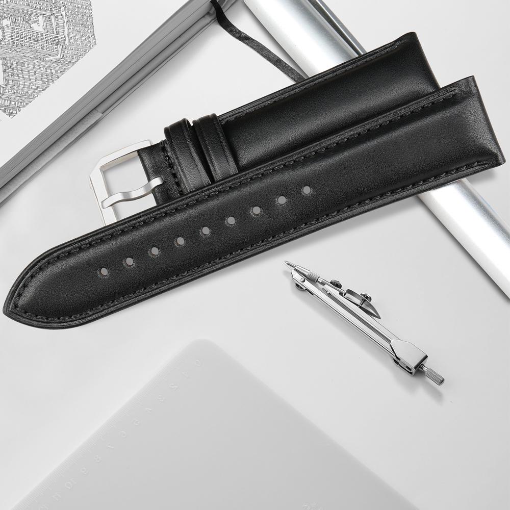 Correa de reloj de cuero de moda para mujer y hombre, marrón y negro, 24 mm, 18 mm, 20 mm y 22 mm, accesorios para reloj