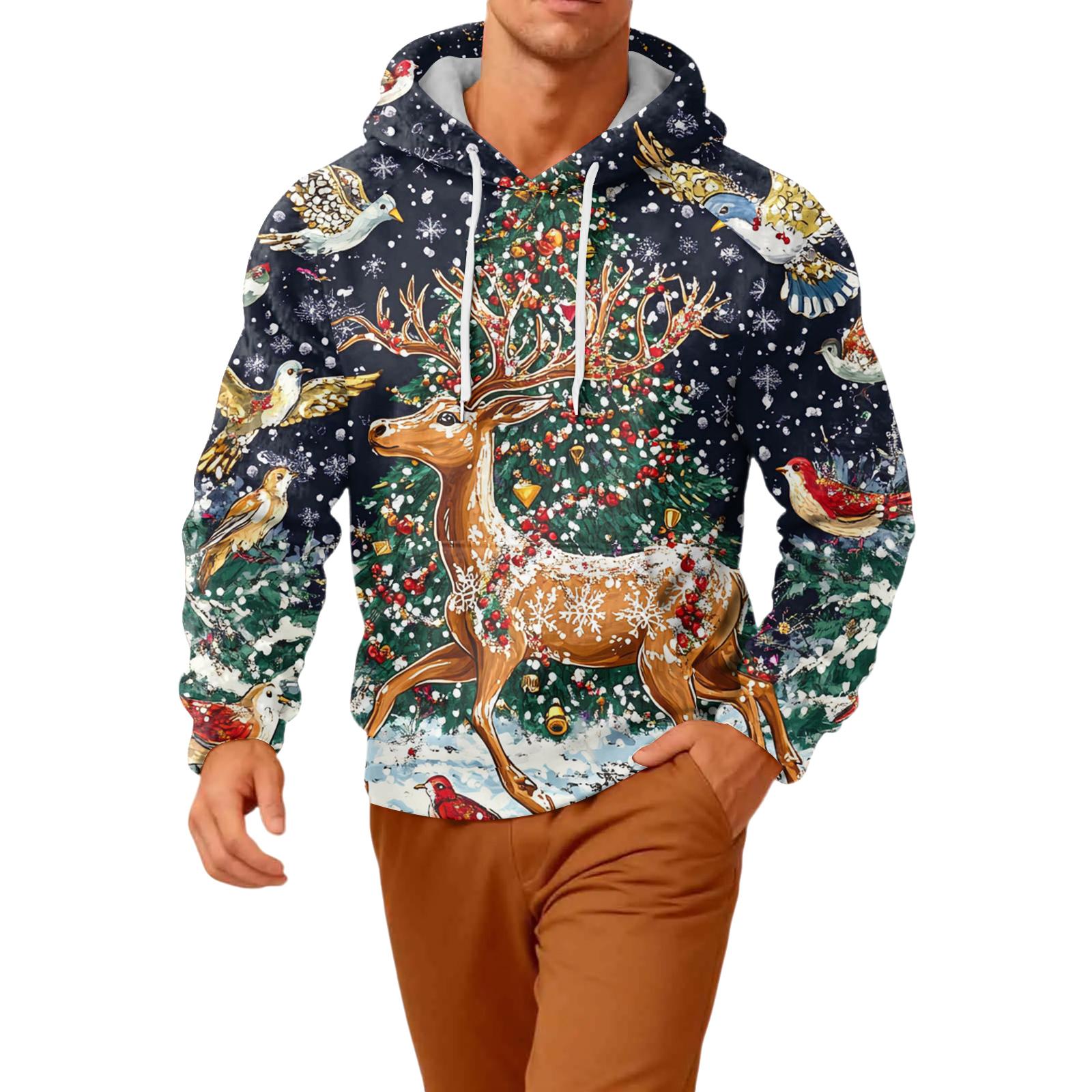 

Men s Long-Sleeve Casual Flannel Hooded Sweatshirt XL білий