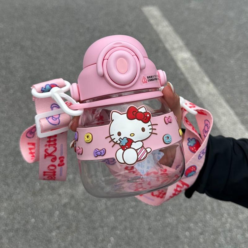 Hseen Cute Cartoon Plastic Cup With Straw Large Capacity High Aesthetic Value 750ml Pink