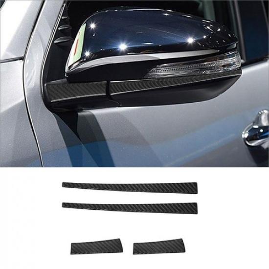 4Pcs Carbon Fiber Rearview Mirror Cover Trim Strip For Toyota Hilux 2015-