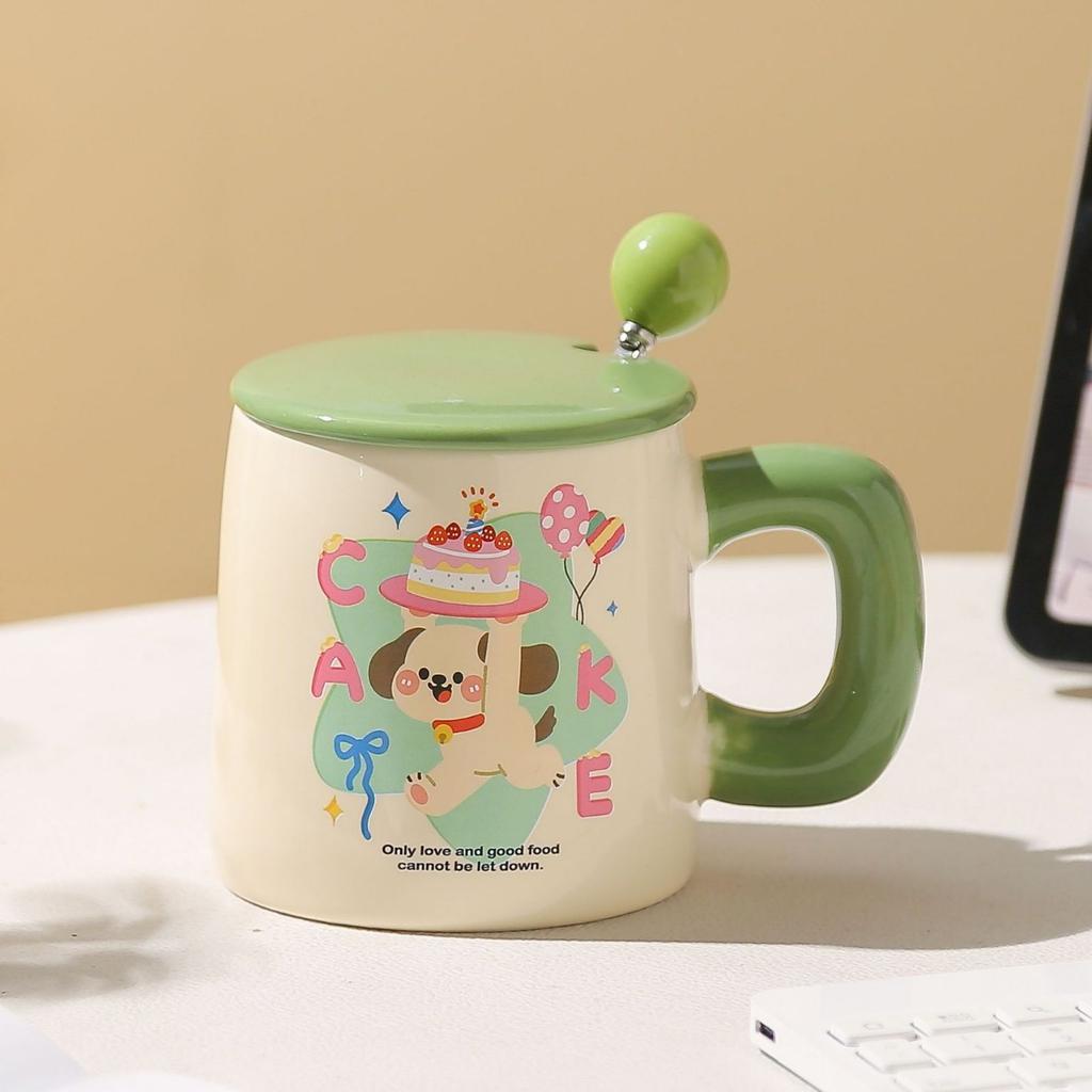 Cute Animal Mugs Home Cartoon Couple Breakfast Coffee Cups with LIDS Ceramic Cups High Appearance Level Girls Drinking Water