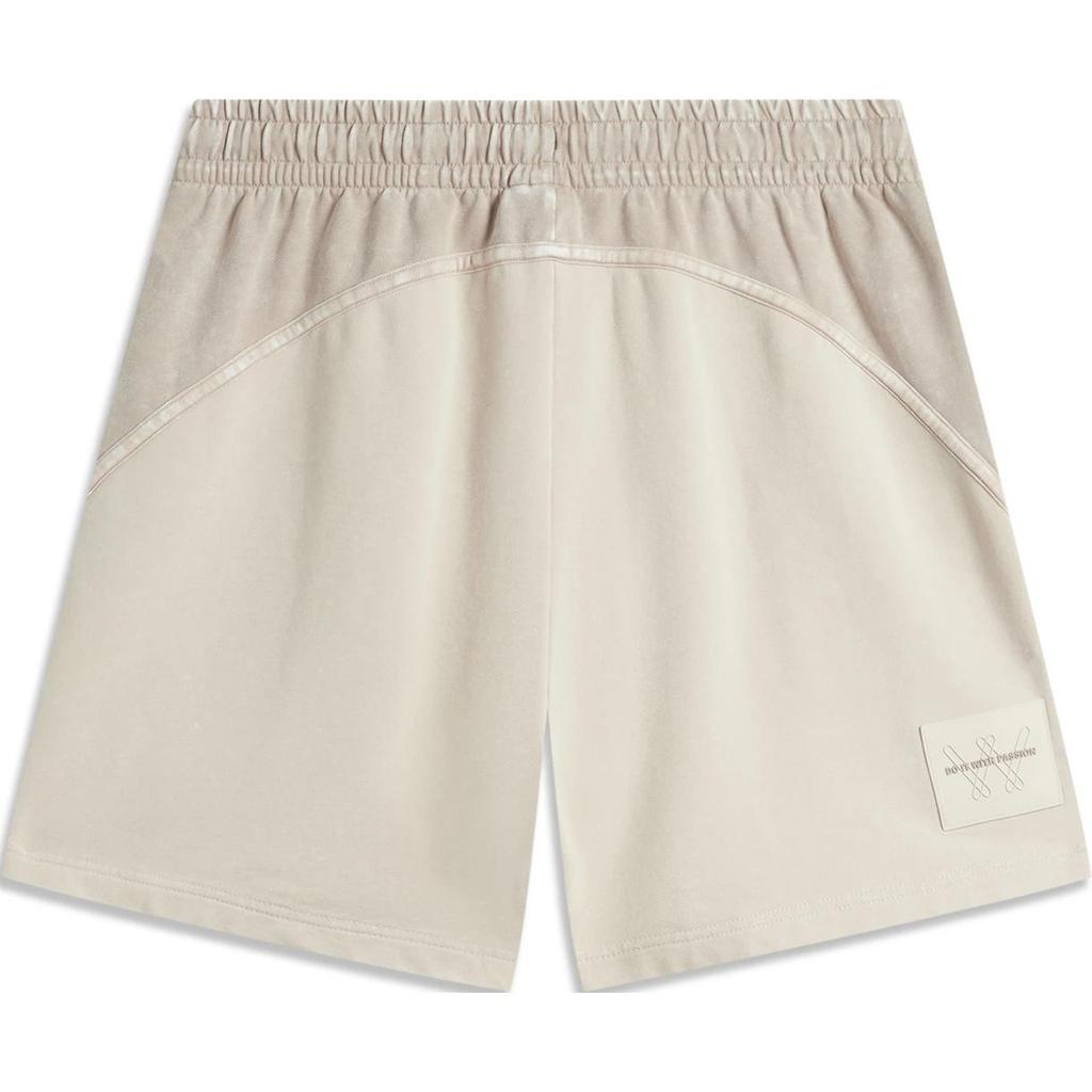 Li Ning Wade Series Letter Splicing Mid Waist Comfortable Breathable Straight Casual Shorts Men shorts Dusty-Gray AKSU127-7