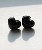 Alleun Silver 925 Chubby Heart Earrings Black Mini Bold