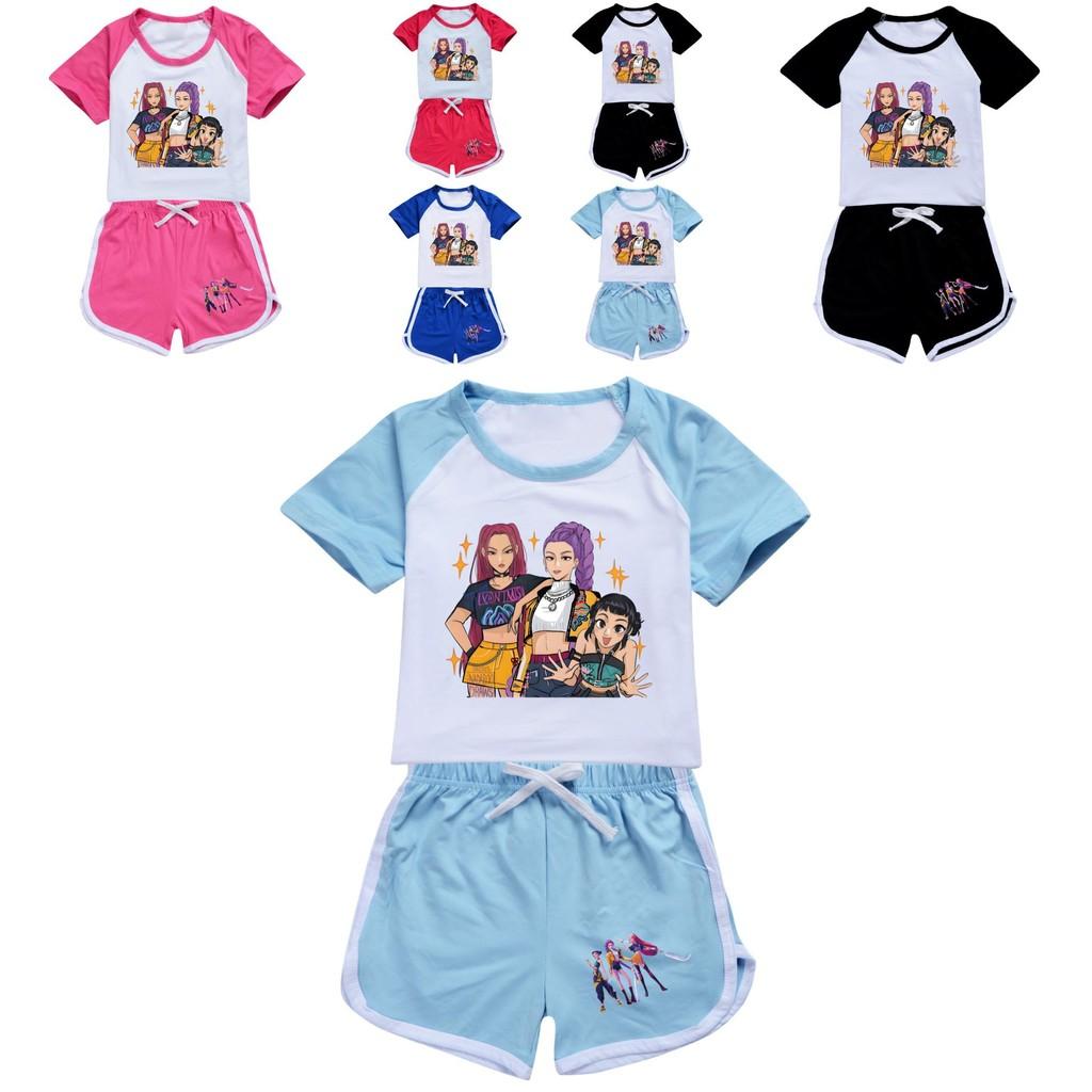 Kpop Demon Hunters Children Summer Short Sleeve Shorts Sport Set With Soft Cotton Fabric For Active Play