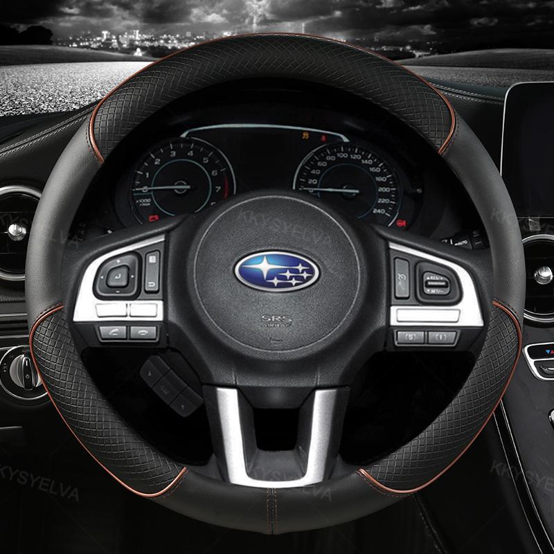 

Шкіряний чохол на рульове колесо проти ковзання для Subaru Forester Legacy XV BRZ WRX High Quality Auto кавовий