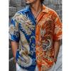 Men's Short Sleeved Shirt, Cat Noodle Printed Top, Versatile for Daily Commuting and Travel, Fashionable and Casual Loose Shirt