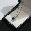 925 Sterling Silver Luxury Diamond Blue Round Crystal Zircon Necklace Birthday Wedding Anniversary Party Gift