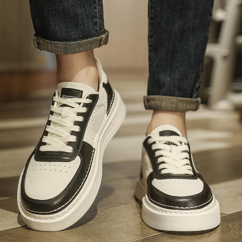 Fashion Spring Autumn Fashion Men's Casual Shoes Mens Breathable Leather Sneakers Thick Sole Lightweight Shoe Male Platform Skate Shoes