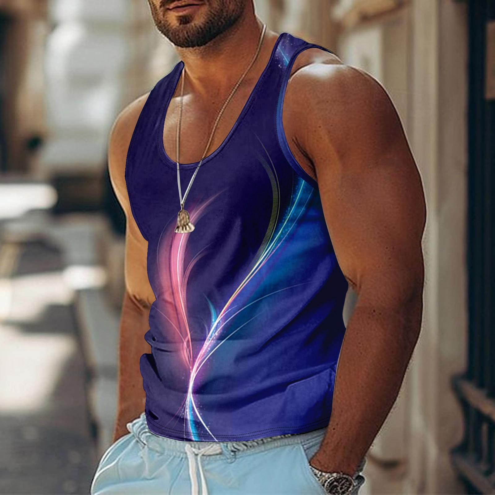 

Мужская летняя пляжная майка для серфинга, повседневная дышащая майка без рукавов, свободная майка с принтом L фиолетовый