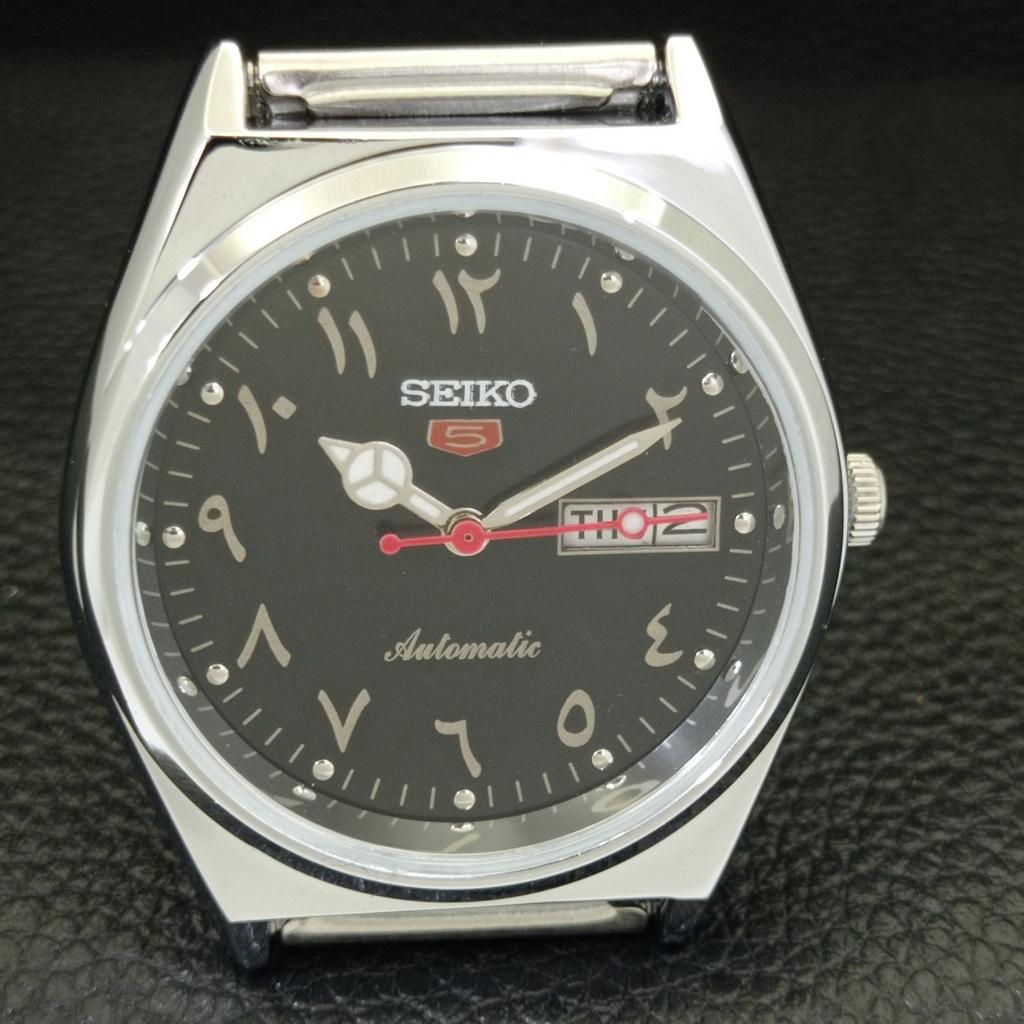 VINTAGE REFURBISHED SEIKO 5 AUTOMATIC 6309A JAPAN MENS BLACK WATCH A441394-5 Sk-a441394
