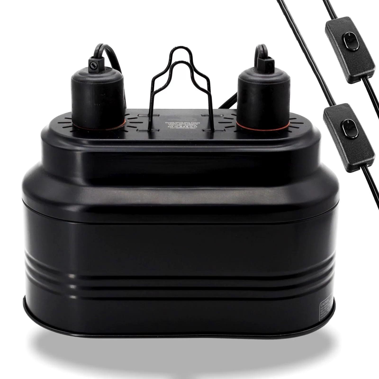 

Reptile Dual Dome Lamp with Dimmer Switch Timer and Thermostat for Terrarium Lighting Amphibian Habitat