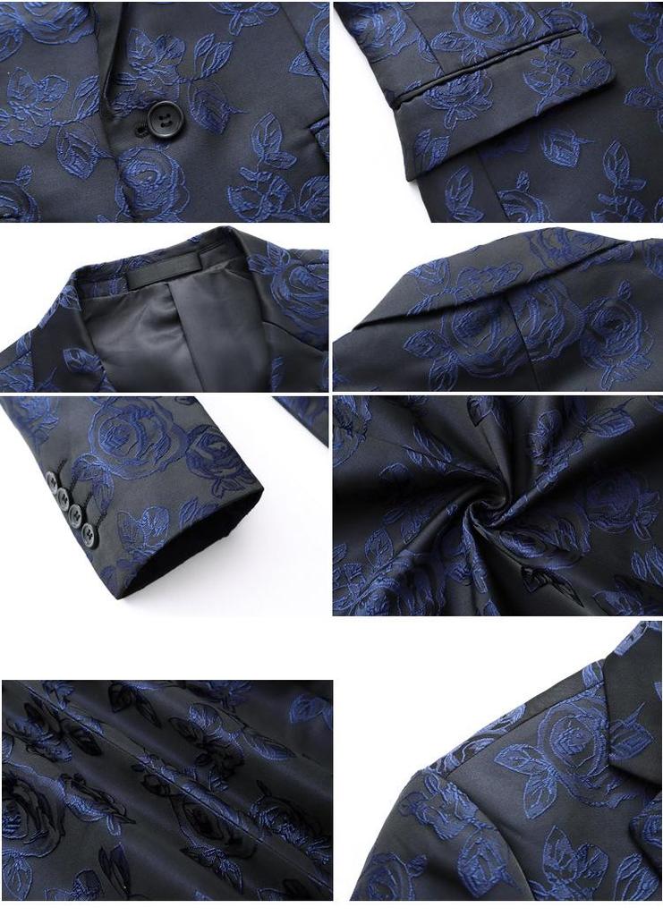 2025 Men's Stylish Embroidered Jacquard Slim Fit Suit Jacket for Spring/Autumn