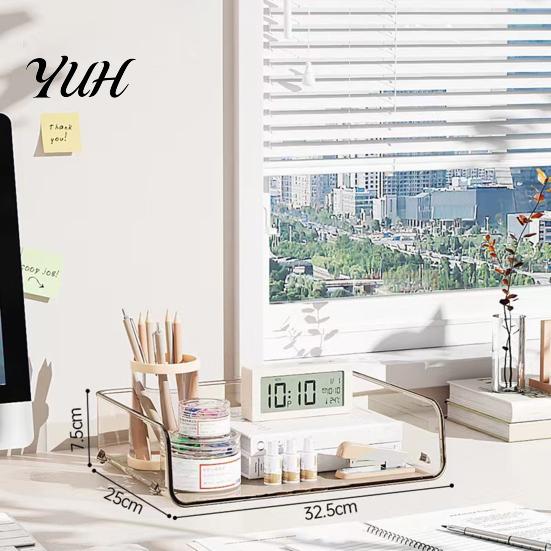 Clear Plastic Desk Organizer Large Capacity for Documents Files Letters A4 Paper Book Notes Mail, Stackable Tray Dormitory Tray, File Storage