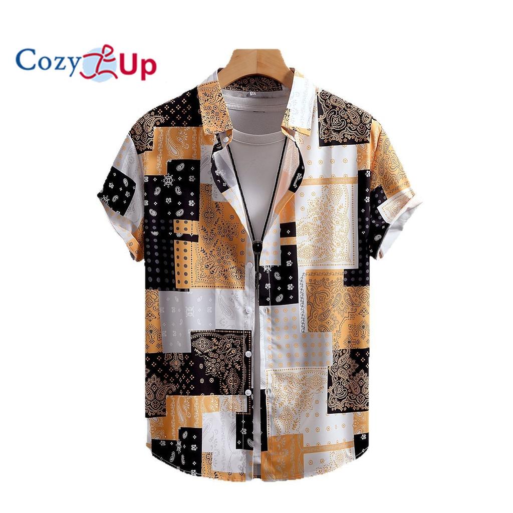 Herreskjorte med korte ermer Svart og hvit Cashewnøtt Kinesisk stil Skjorte for menn Casual Mote Sommer 2025 Ny ankomst