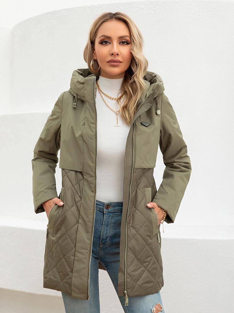 Cinemore New women's jacket spring High-Quality Mid-Length  Women coat Stitching Hooded Design Windproof Casual parkas 8226