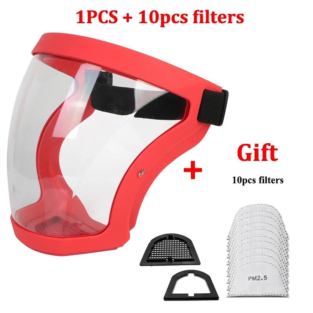 Vollgesichtsschutzmaske, transparente Schutzabdeckung für den Kopf und die Augen, Schutzbrille, Bildschirmvisiere, Staub, Winddicht, Antibeschlag, Küchengeräte