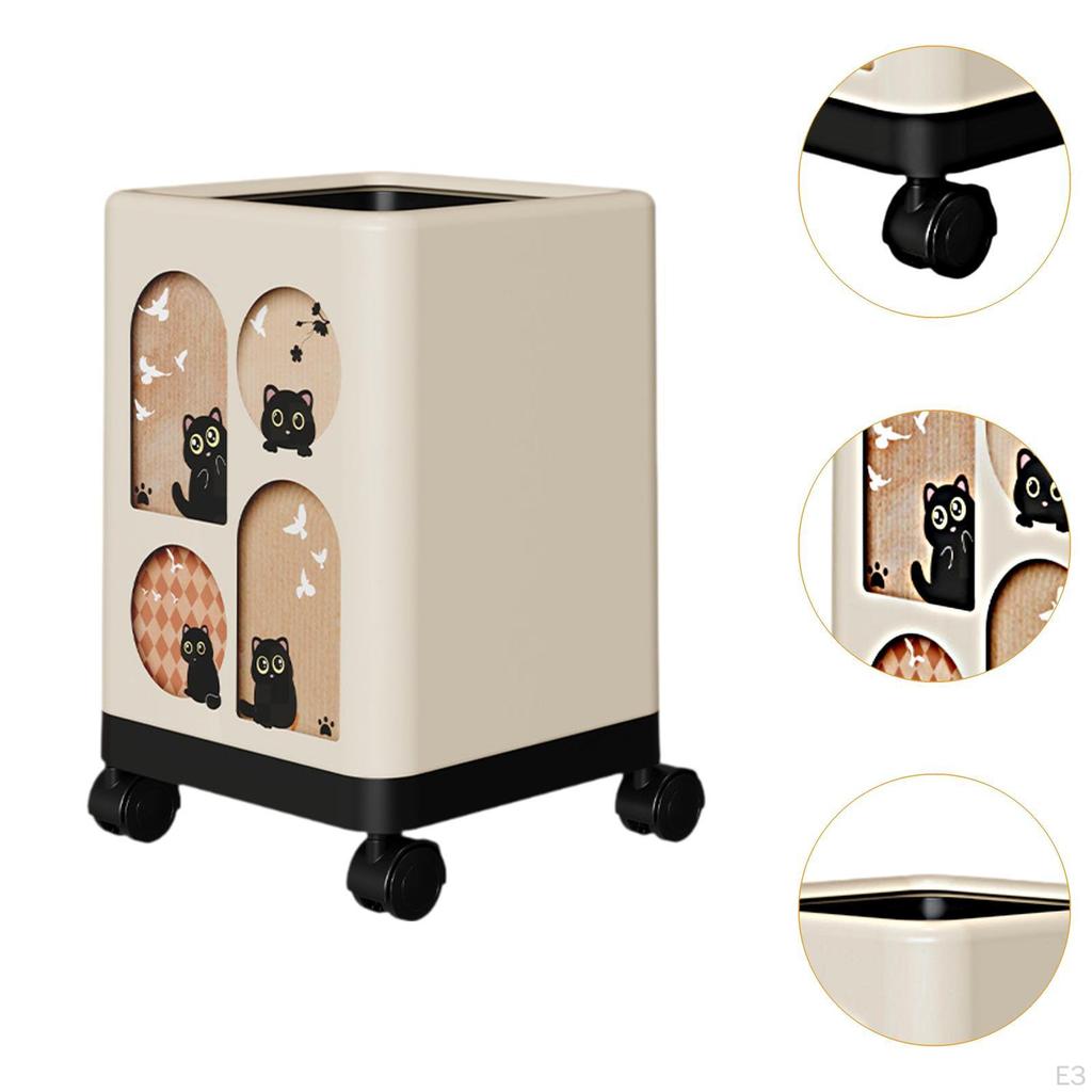 Home Trash Can Household Rubbish Wheeled Stylish Dustbin Garbage Container Wastebasket for