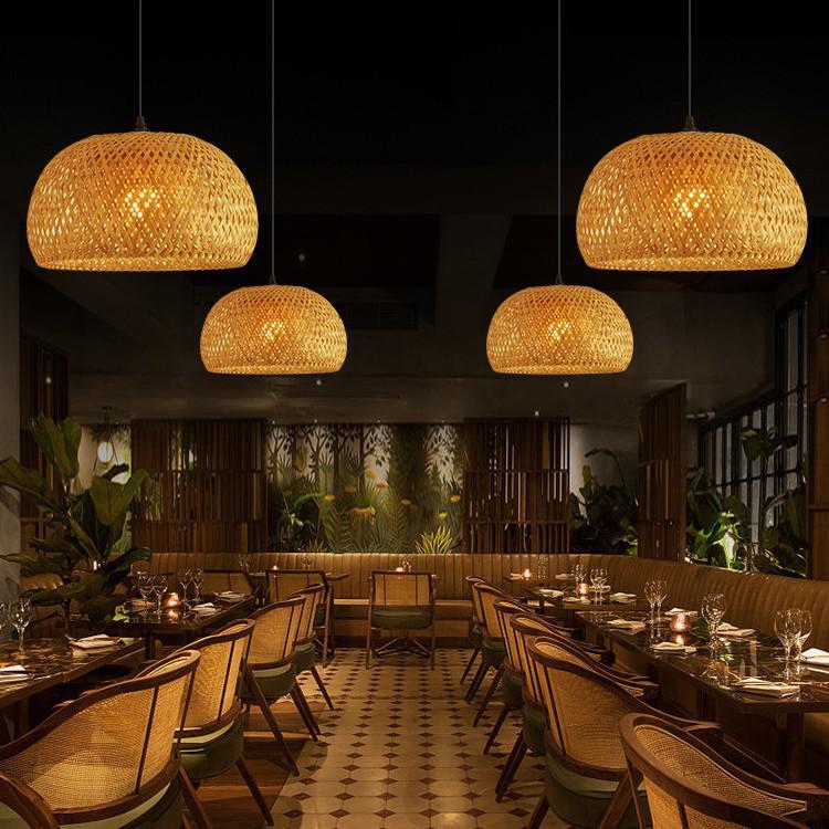 Bamboo Zen Pendant Light: Artistic Bamboo Weave Lantern for Tea Rooms and Tables