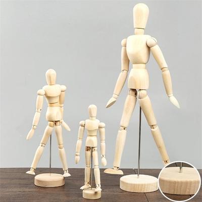 Bambola snodabile in legno Uomo Artista Figure Modello Cartoon Blockhead Modello snodato Burattino