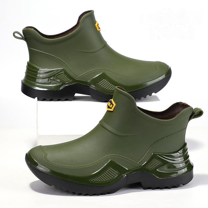Rain Shoes for Men Waterproof, Anti-slip and Wear-resistant Short Rain Boots Fishing Rubber Shoes Kitchen Water Shoes