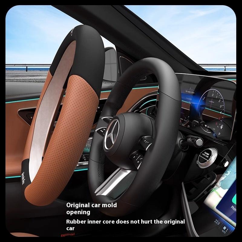 3D ražená kožená potah volantu pro Mercedes-Benz A C E S V Třída AMG GLA GLC GLK Vito SL ML Sprinter SLK Viano