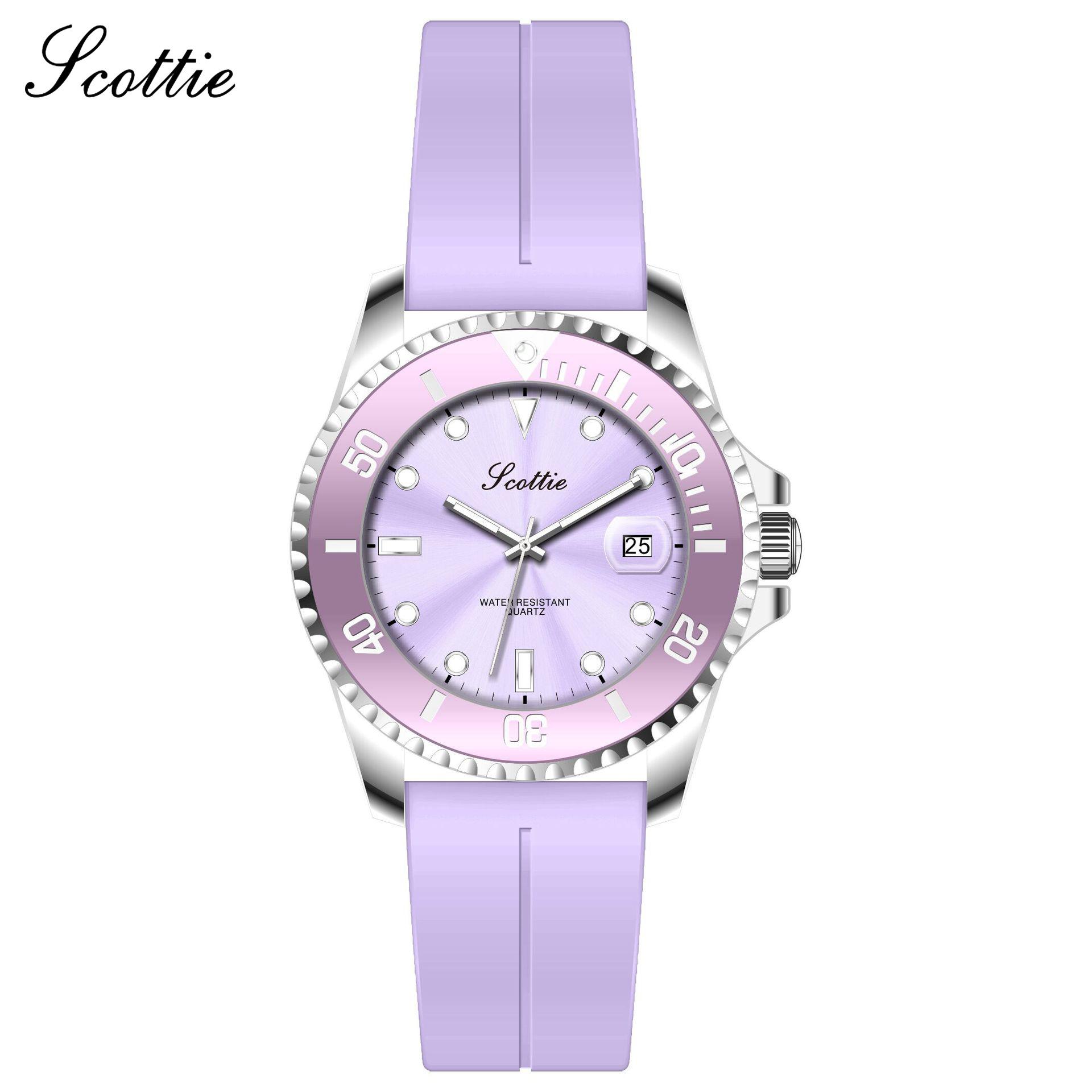 Large Dial Purple Silicone Strap Watch Women S Steel Strap Fashion Women S Watch Calendar Magnetic Buckle