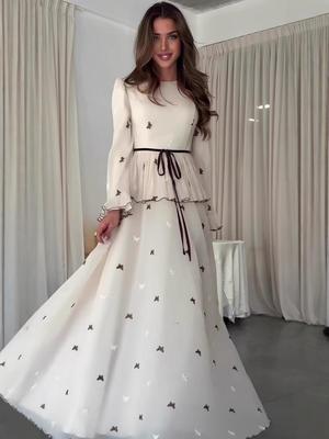 Elegant Women's European-American Summer Long Dress 2025: Waist-Cinching, Soft Feminine, Long Sleeve