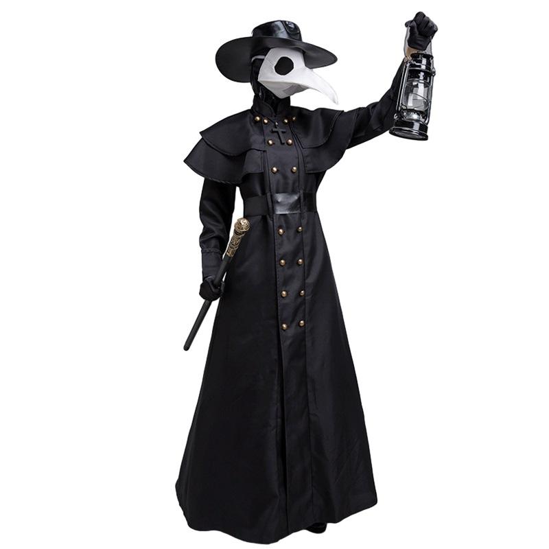 Halloween Adult Medieval Steampunk Wind Plague Doctor Costume Bird Beak Crow Long Beak Mask Costume
