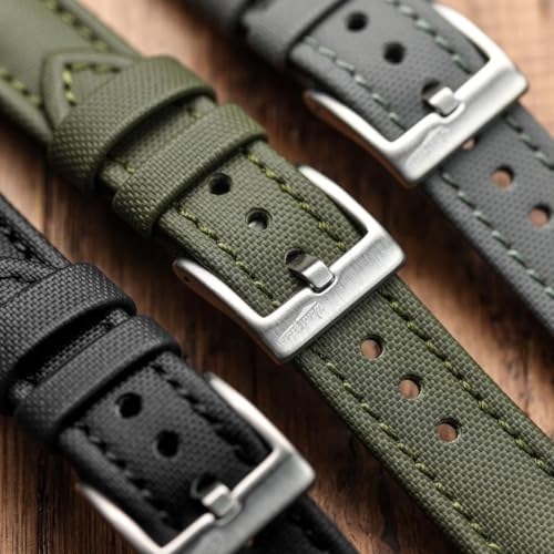 WatchGecko Atlas Sailcloth Waterproof Watch Strap - Stainless Steel Buckle - Durable and Comfortable - 21mm, Blue