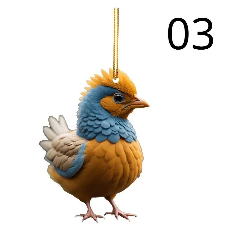 Acrylic Rooster Pendant 6styles Car Rearview Mirror Backpack Hanging Crafts New Year Christmas Tree Decors Gifts 1pc New