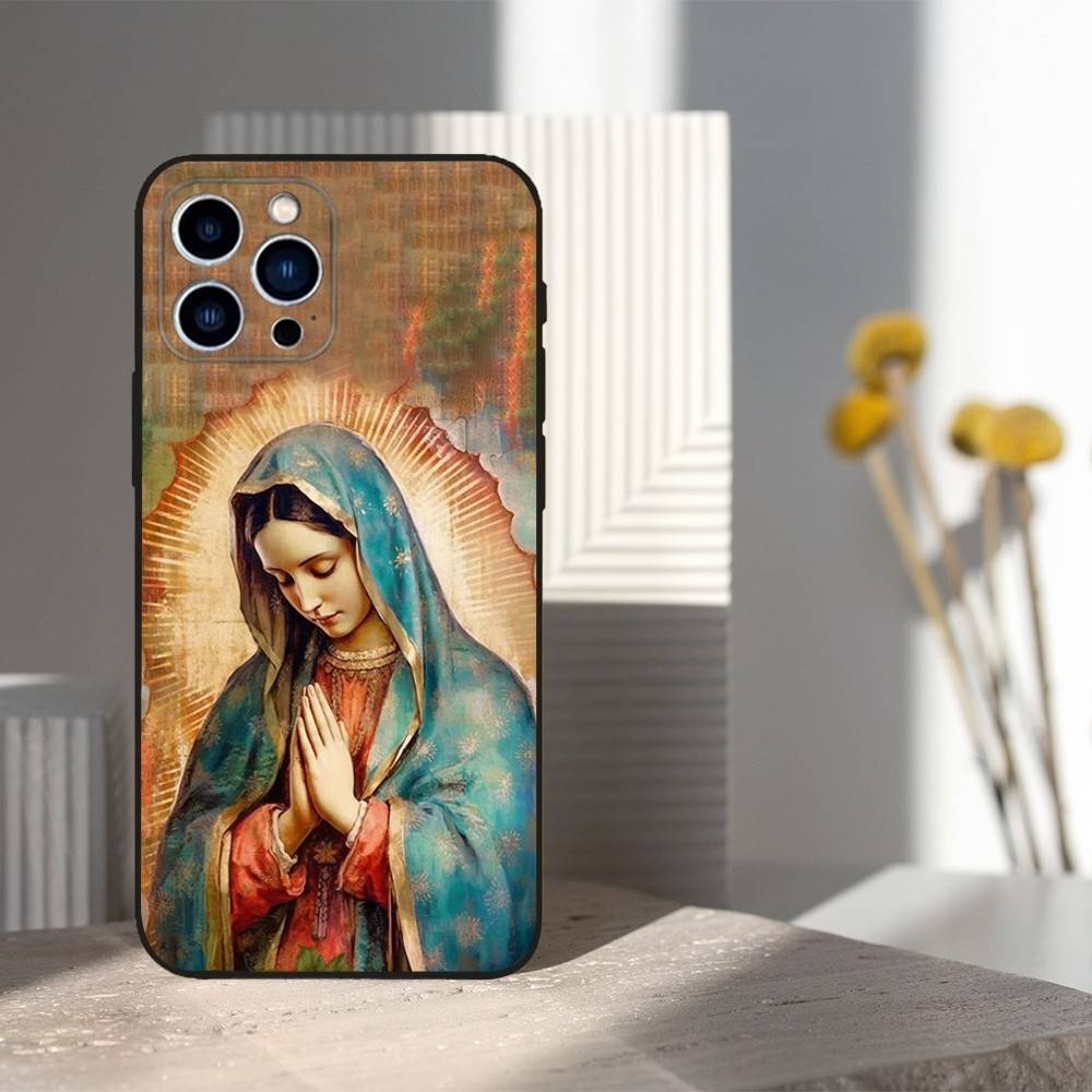 

Дева Гваделупская Для iPhone 13,17,11,12,16,14,15,Plus,Pro Max,XS,X,XR,SE,Mini,8,7,Мягкий Силиконовый Черный Чехол для Телефона iPhone15
