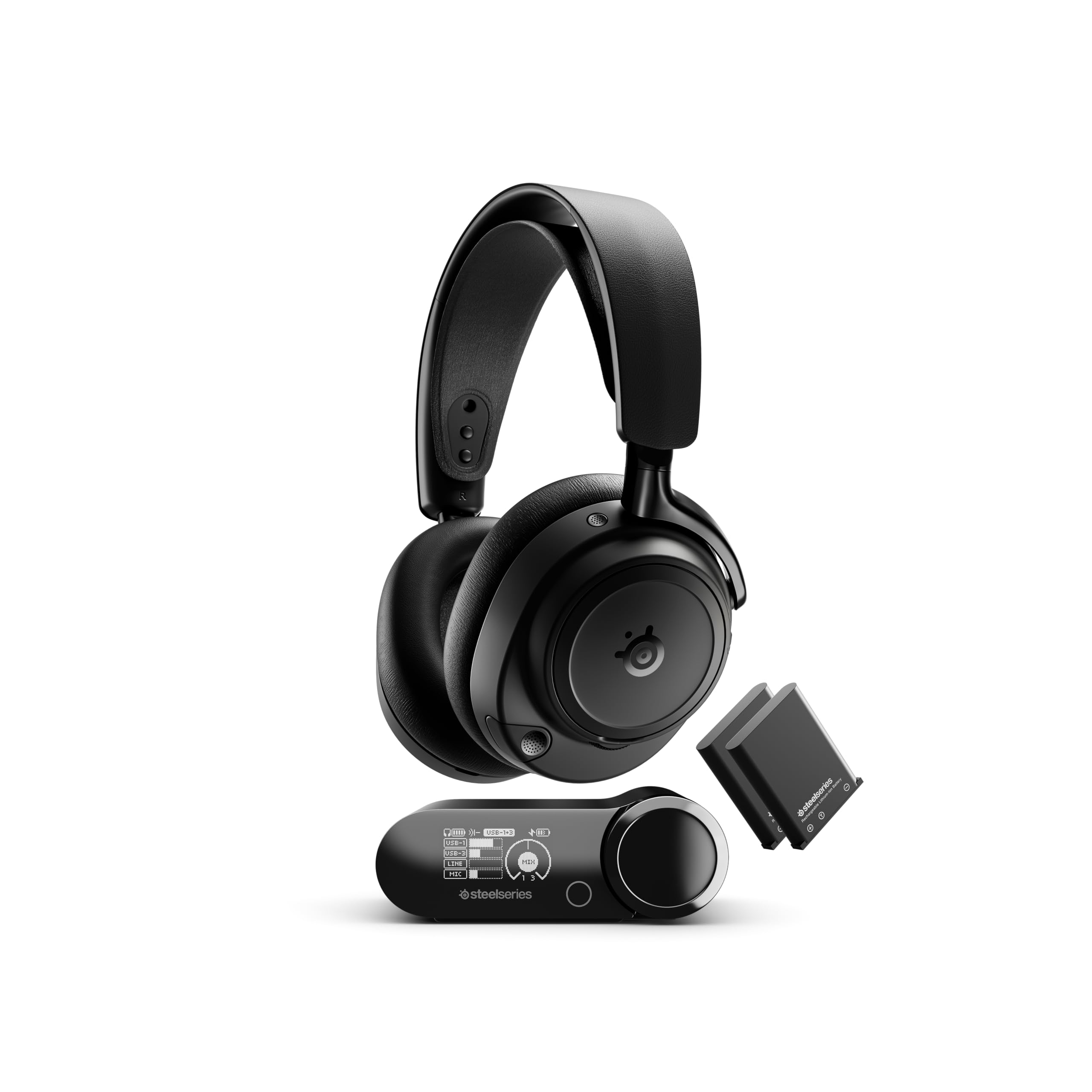 

SteelSeries Arctis Nova Elite Gaming Simultaneous Active Noise Compatible with Adjustable Headset, Lightweight, Wireless, Connection, Closed-Back, чорний