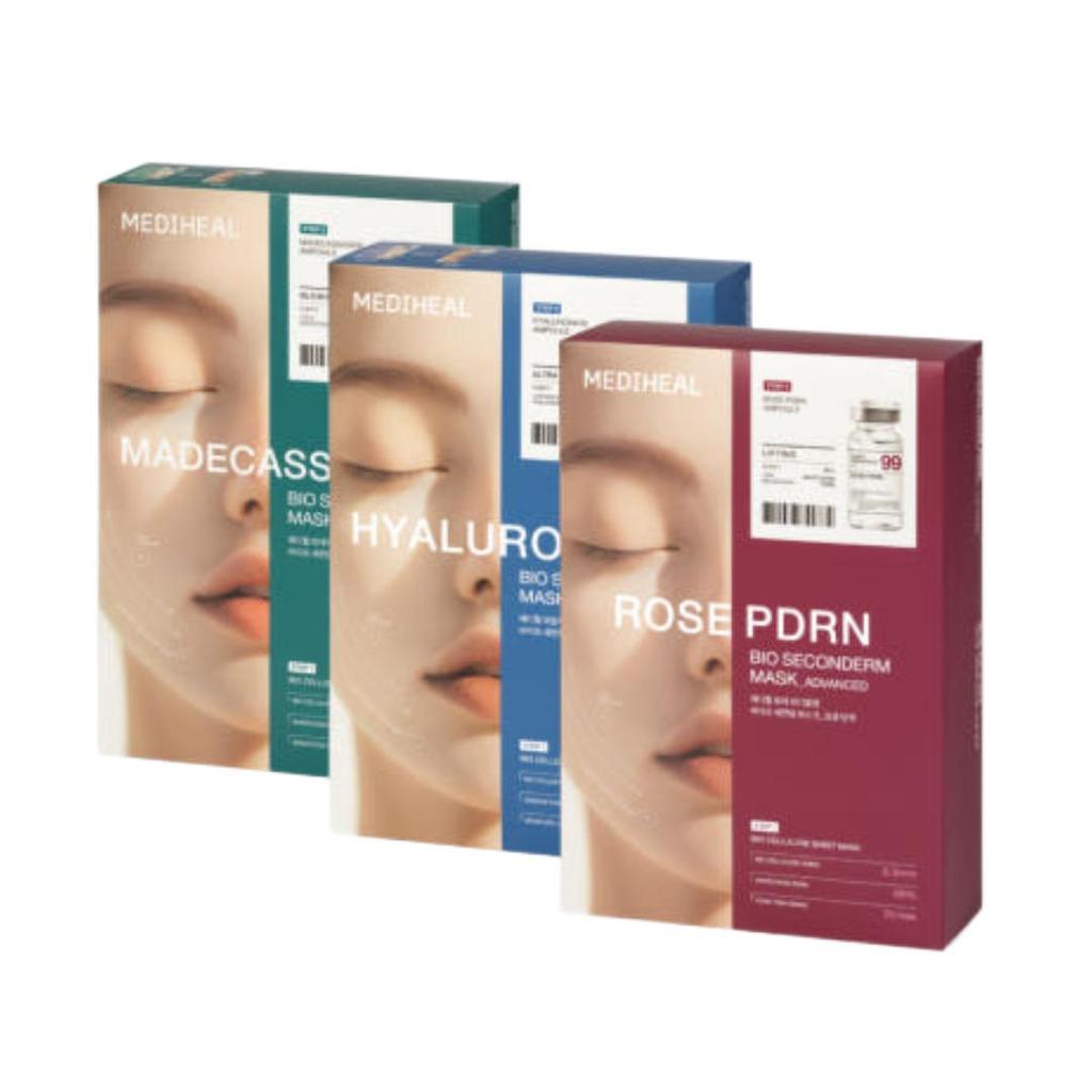 Mediheal Bio Seconderm Mask (Ampoule 4ml + 23ml Mask Pack) (3 Types) (4 Options)