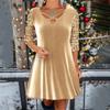 Spring and Autumn Women's Dress Fashion Solid Colour V-Neck Long Sleeve Beaded Casual Dresses