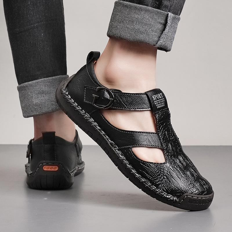 Fashion Mens Sandals Leather Summer Beach Casual Sandals Male Non-Slip Soft Comfortable Outdoor Shoes High Quality Man Sandals