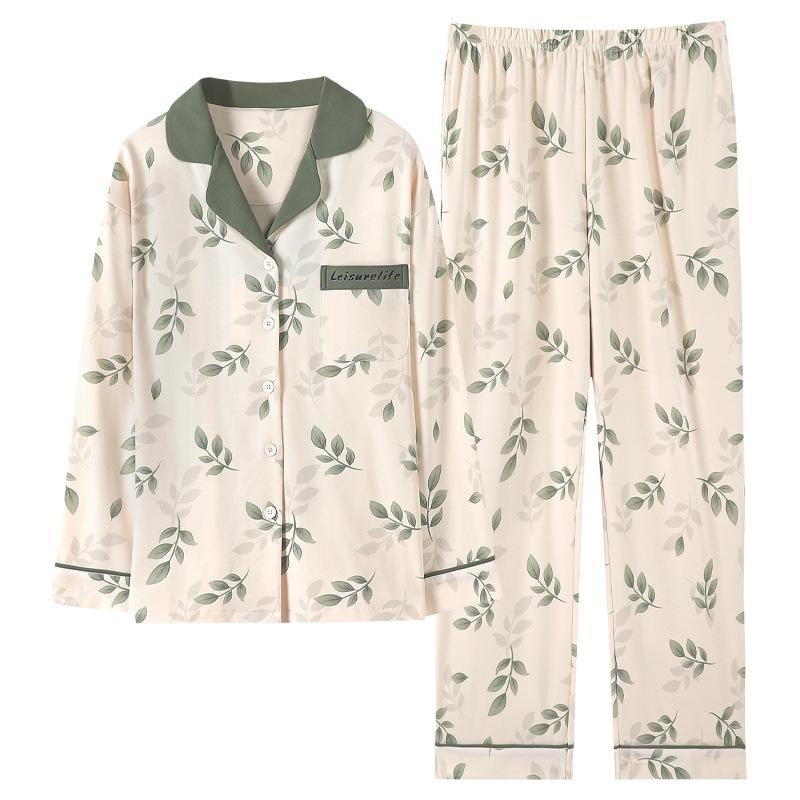 Pajamas Women'S Autumn Pure Cotton Long-Sleeved Loungewear Autumn And Winter Thin Large Size Set