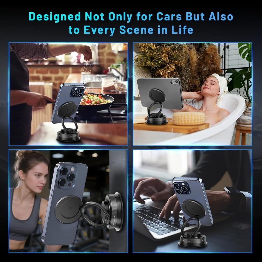 Folding Strong Magnet Magnetic Phone Holder 360° Rotation Desk Car Vacuum Suction Windshield Dashboard Mobile Holder Adsorption