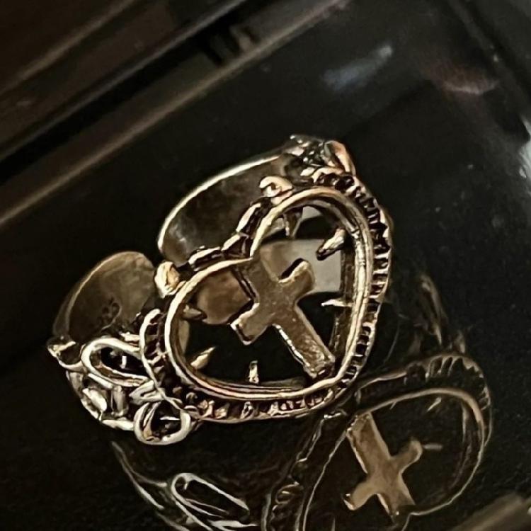 Contemporary Heart Crosses Adjustable Ring Lightweight Comfort Fit Everyday Finger Jewelry For Stylish Outfits