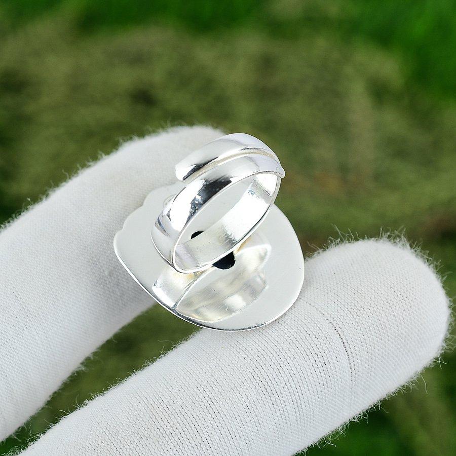 Geburtstagsgeschenk für sie Natürlicher Lapislazuli Solitär Verstellbarer Ring 925 Silber