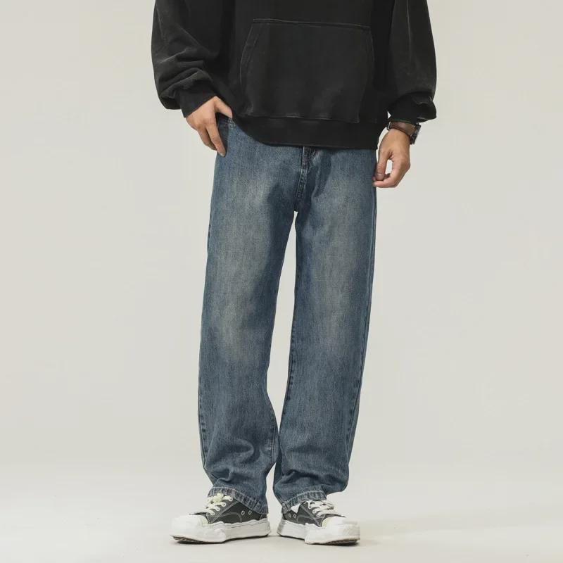 2024 Trendy American Men's Retro Straight-Leg Jeans - Fashionable, Loose-Fit, High-Street Style