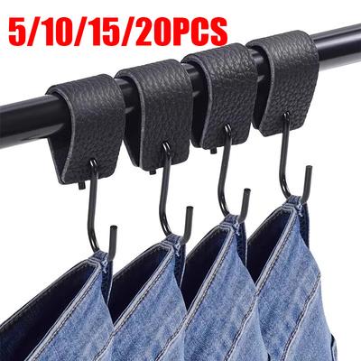 5/10/15/20 Peças Ganchos de Couro em Forma de S, Gancho de Roupa Multifuncional de Aço Inoxidável para Chapéus, Ganchos para Pendurar para Quarto, Cozinha, Banheiro