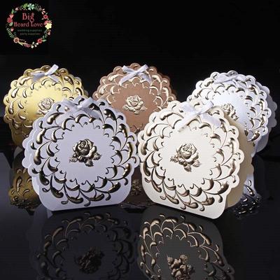 25Pcs Flower Wedding Favors Box Kraft Candy Box Gift Box Chocolate Box Wedding Decoration Supplies