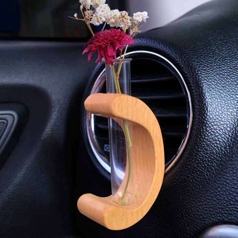 Wooden Car Flower Vase Vent Clip Sturdy Air Outlet Vase Car Vent Clip Portable Automotive Air Fresheners Car Air Vent For