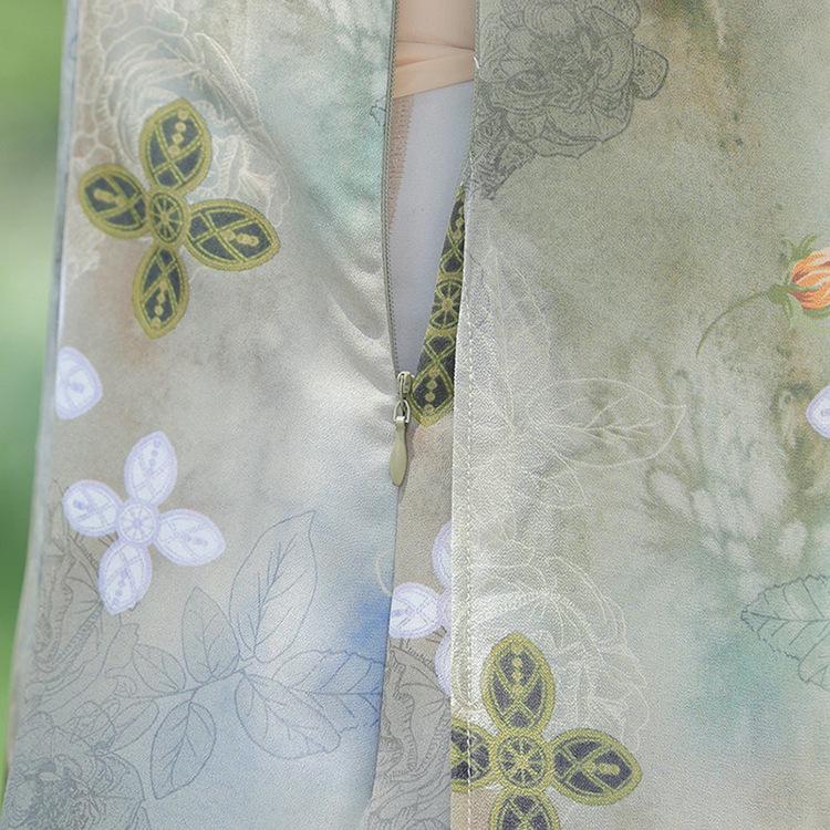 Elegant Mid-Length Chinese Style Qipao Dress for Mother's Wear - Slimming High-End Summer Attire for Middle-Aged and Older Women