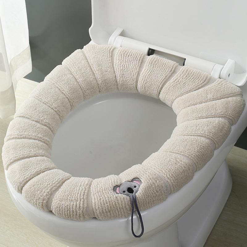 1Pc Thicker Bathroom Toilet Seat Cover Pads Soft Comfortable Toilet Seat Cushion Cover Stretchable Toilet Seat Warmer Easy Inst