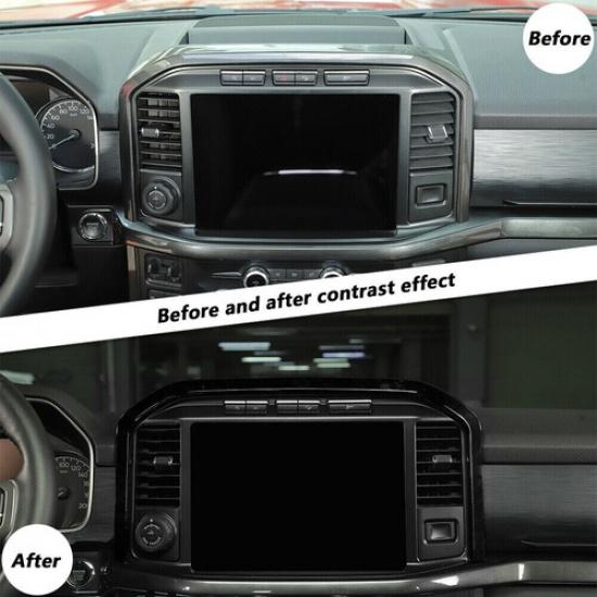 Black Center Console GPS Navigation Panel Cover Trim Frame For Ford F150 +