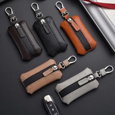 Luxury Leather Key Case Large Capacity Keychain Holder Portable Car Key Bag  Travel Essential